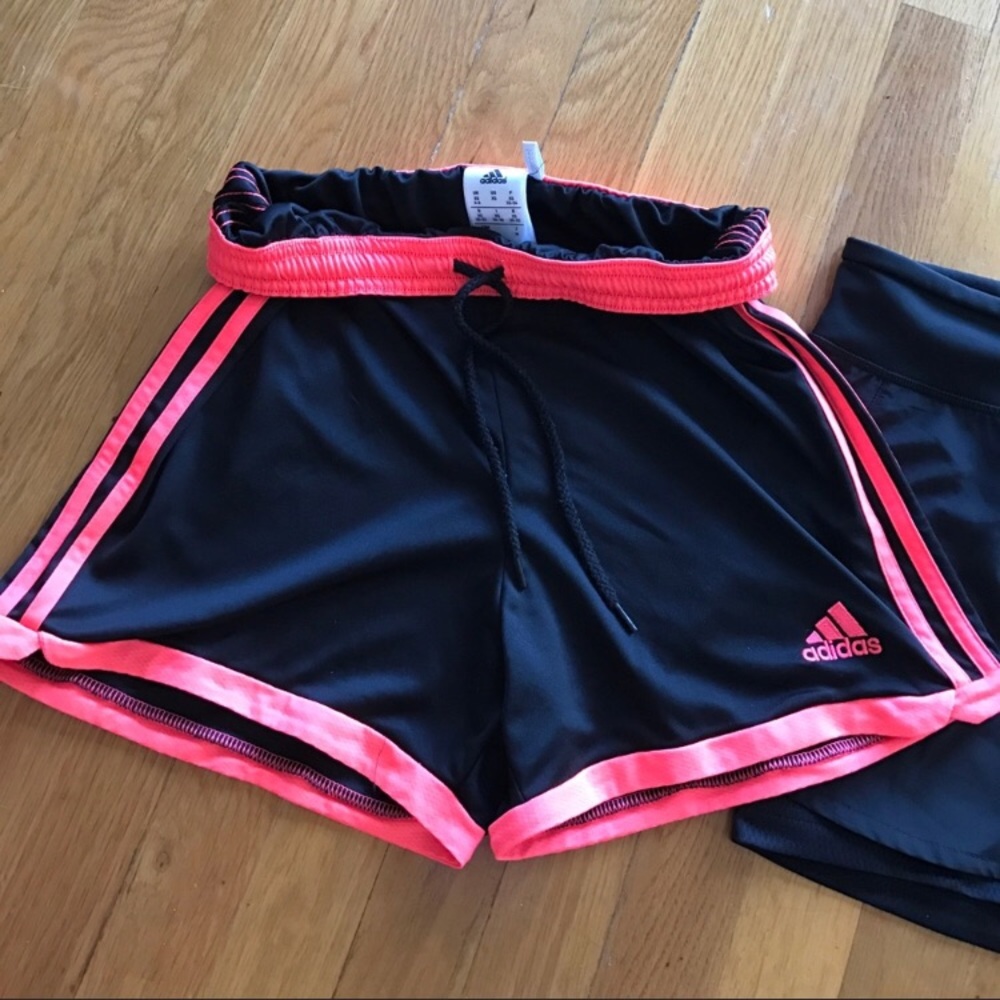adidas hot pink and black shorts